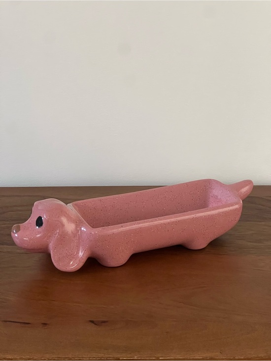 Vintage Other - Vintage MCM Pink Speckled Ceramic Dachshund Trinket Dish